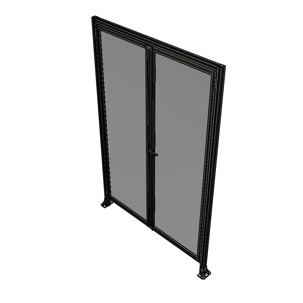 J1-2400-1600-0150-UYPTA SINGLE PANEL, DOUBLE DOOR WITH HEADER-HANDLE ON RIGHT 2400MM X 1600MM  1/4" POLYCARBONATE, ASSEMBLED