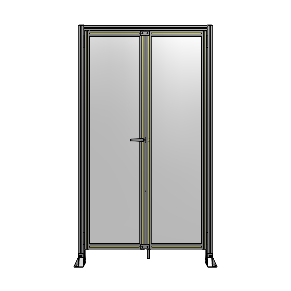 SINGLE PANEL, DOUBLE DOOR-FRAME W/ HEADER-HANDLE ON LEFT 2135MM X 1200MM  1/4" POLYCARB, AS A KIT