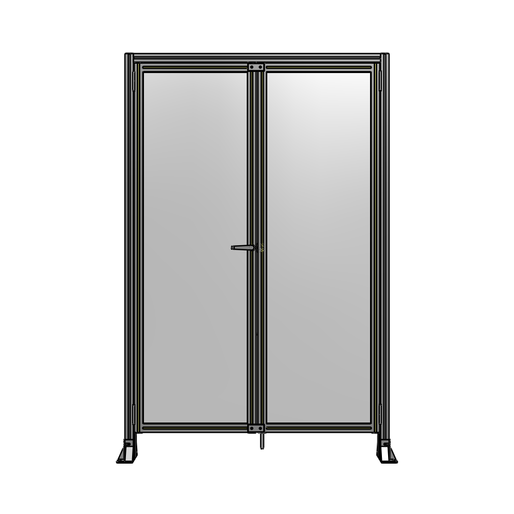 SINGLE PANEL, DOUBLE DOOR-FRAME W/ HEADER-HANDLE ON LEFT 2135MM X 1400MM  1/4" POLYCARB, AS A KIT