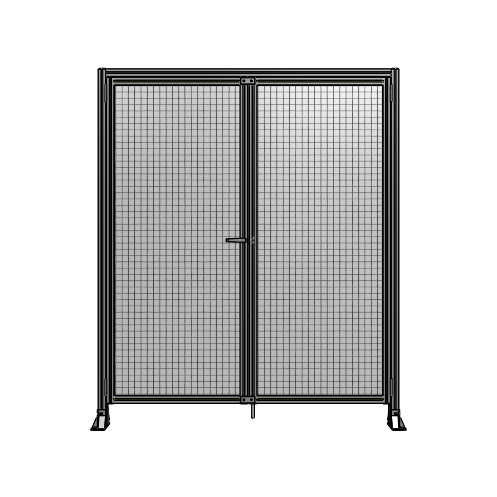 SINGLE PANEL, DOUBLE DOOR-FRAME W/ HEADER-HANDLE ON LEFT 2135MM X 1800MM  1" MESH, ASSEMBLED