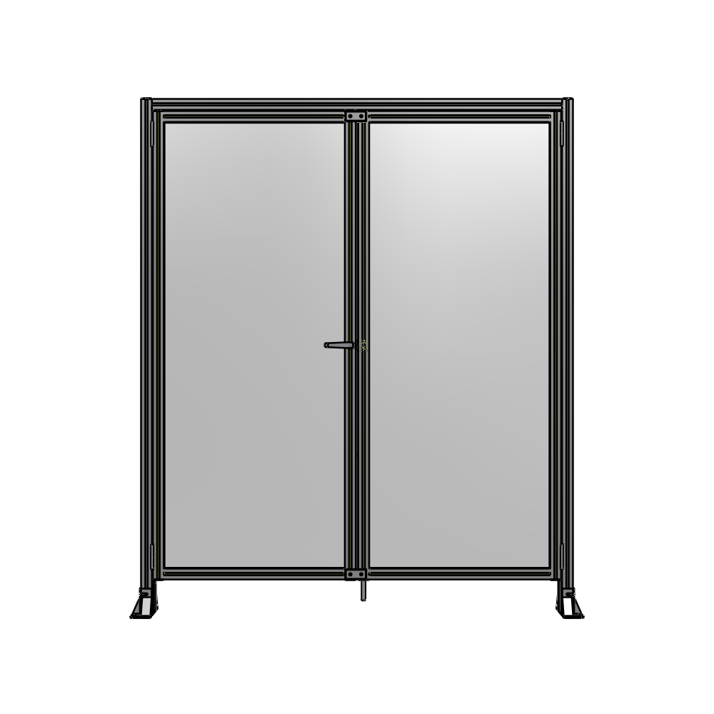 SINGLE PANEL, DOUBLE DOOR-FRAME W/ HEADER-HANDLE ON LEFT 2135MM X 1800MM  1/4" POLYCARB, AS A KIT