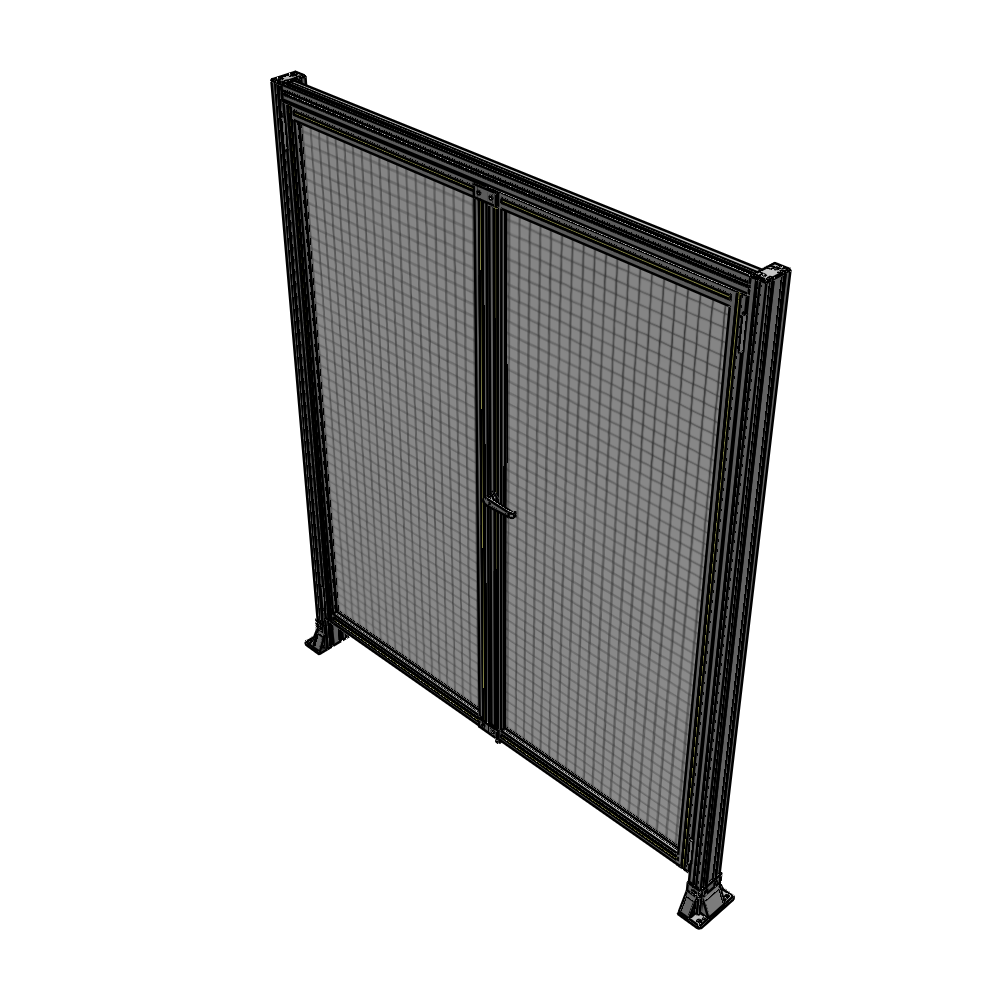 J3-2135-1800-0150-UYMTK SINGLE PANEL, DOUBLE DOOR-FRAME W/ HEADER-HANDLE ON RIGHT 2135MM X 1800MM  1" MESH, AS A KIT
