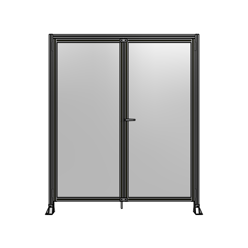 SINGLE PANEL, DOUBLE DOOR-FRAME W/ HEADER-HANDLE ON RIGHT 2135MM X 1800MM  1/4" POLYCARB, ASSEMBLED