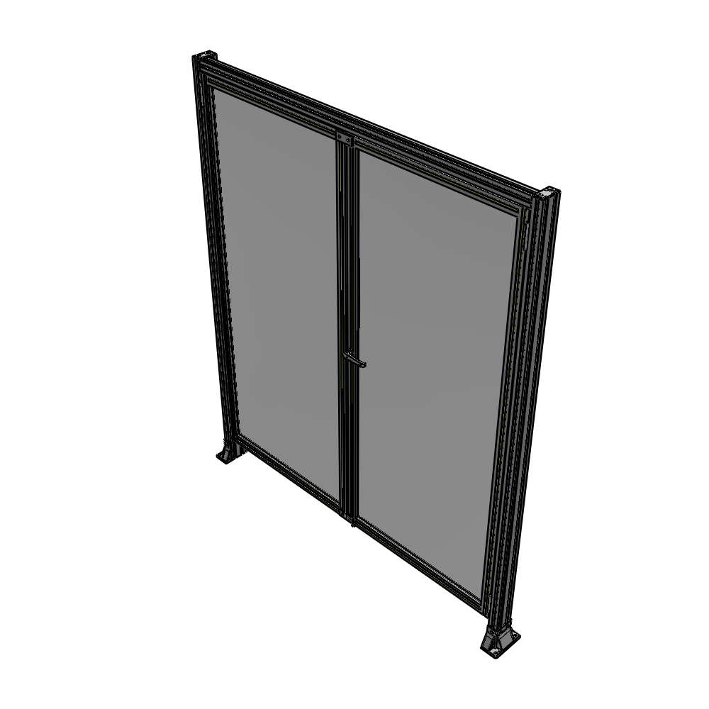 J3-2135-1800-0150-UYPTA SINGLE PANEL, DOUBLE DOOR-FRAME W/ HEADER-HANDLE ON RIGHT 2135MM X 1800MM  1/4" POLYCARB, ASSEMBLED