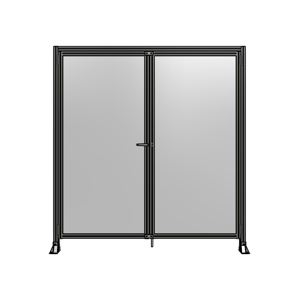 SINGLE PANEL, DOUBLE DOOR-FRAME W/ HEADER-HANDLE ON LEFT 2135MM X 2000MM  1/4" POLYCARB, ASSEMBLED