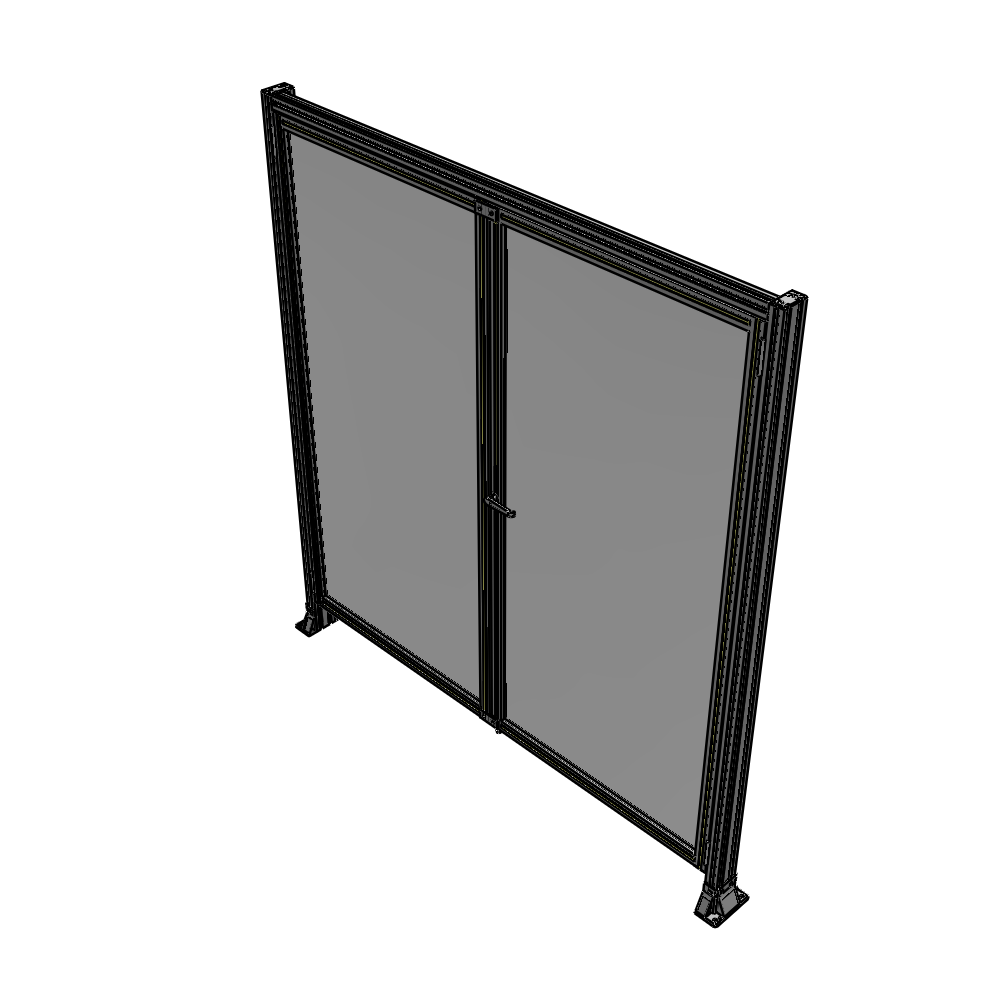J3-2135-2000-0150-UYPTA SINGLE PANEL, DOUBLE DOOR-FRAME W/ HEADER-HANDLE ON RIGHT 2135MM X 2000MM  1/4" POLYCARB, ASSEMBLED