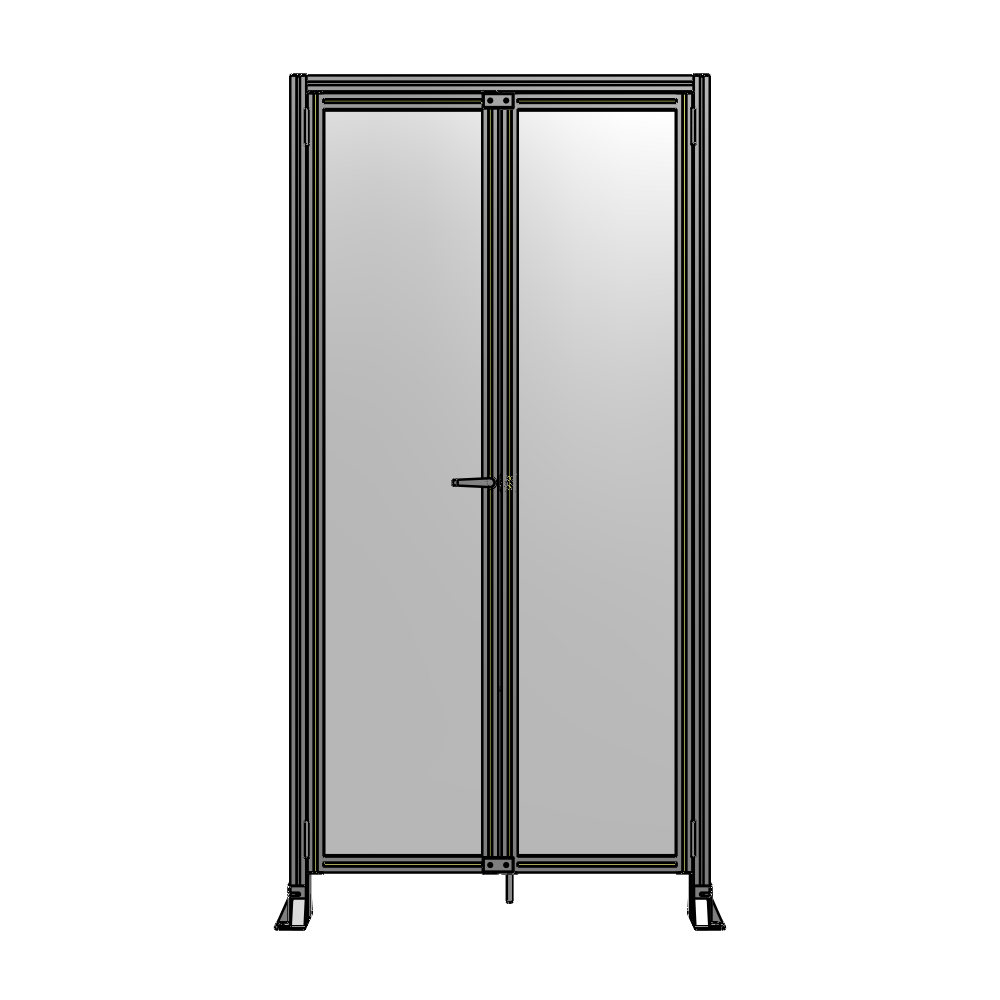 SINGLE PANEL, DOUBLE DOOR-FRAME W/ HEADER-HANDLE ON LEFT 2400MM X 1200MM  1/4" POLYCARB, ASSEMBLED