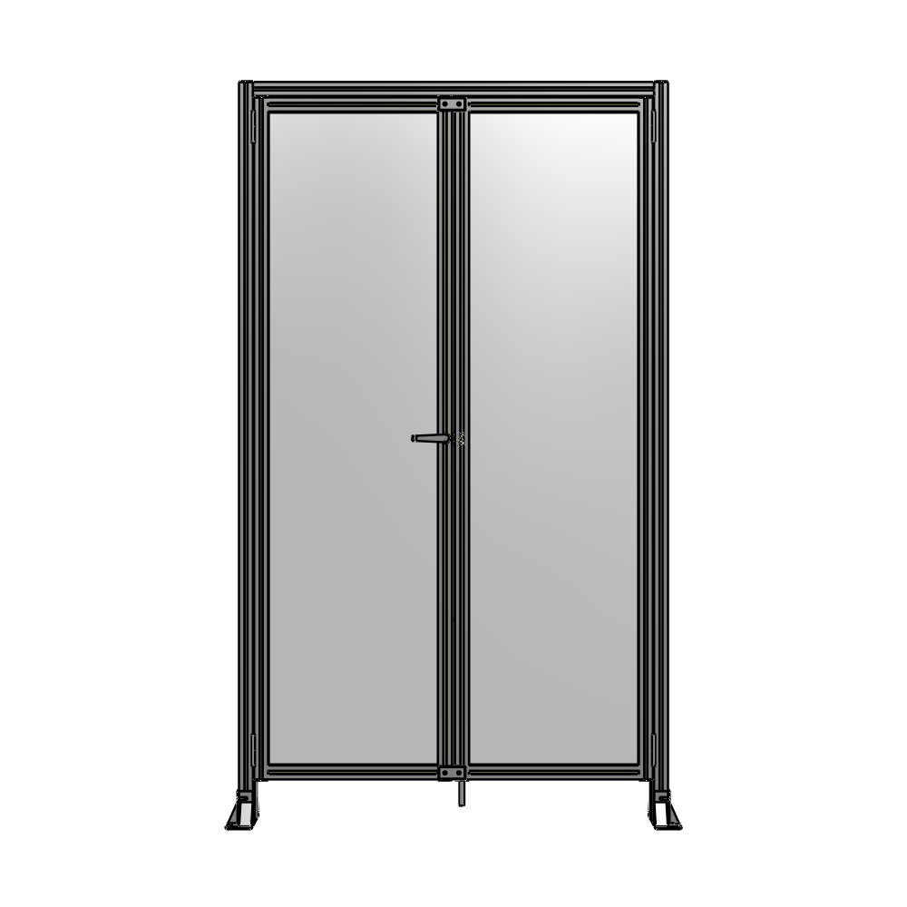 SINGLE PANEL, DOUBLE DOOR-FRAME W/ HEADER-HANDLE ON LEFT 2400MM X 1400MM  1/4" POLYCARB, ASSEMBLED