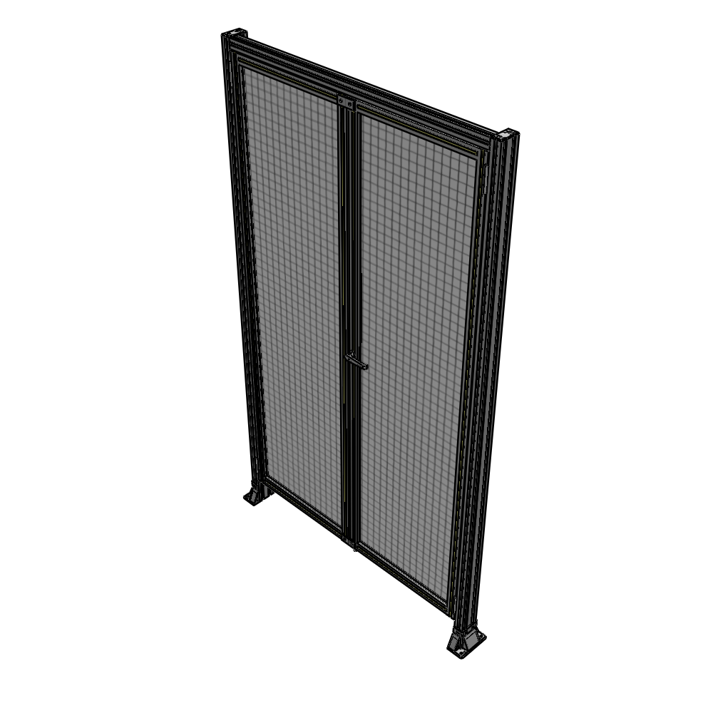 J3-2400-1400-0150-UYMTA SINGLE PANEL, DOUBLE DOOR-FRAME W/ HEADER-HANDLE ON RIGHT 2400MM X 1400MM  1" MESH, ASSEMBLED