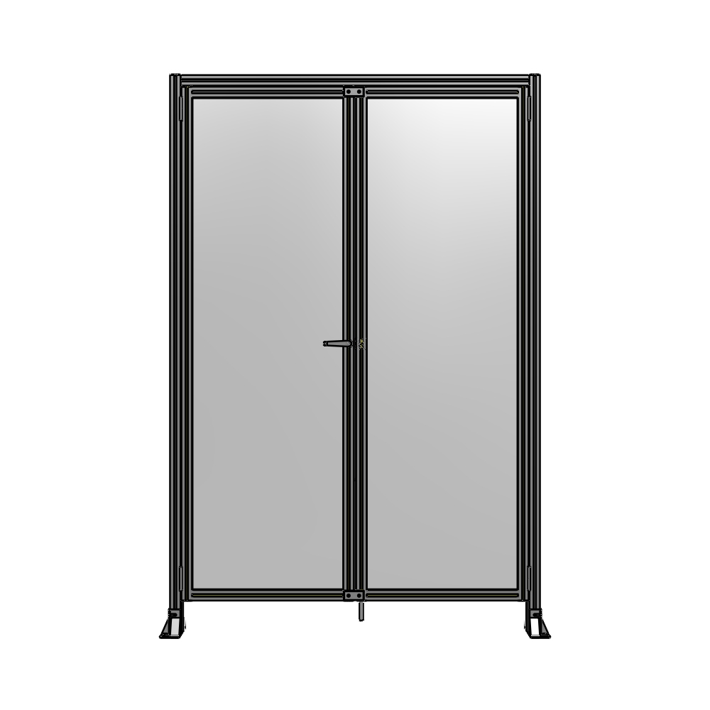 SINGLE PANEL, DOUBLE DOOR-FRAME W/ HEADER-HANDLE ON LEFT 2400MM X 1600MM  1/4" POLYCARB, ASSEMBLED