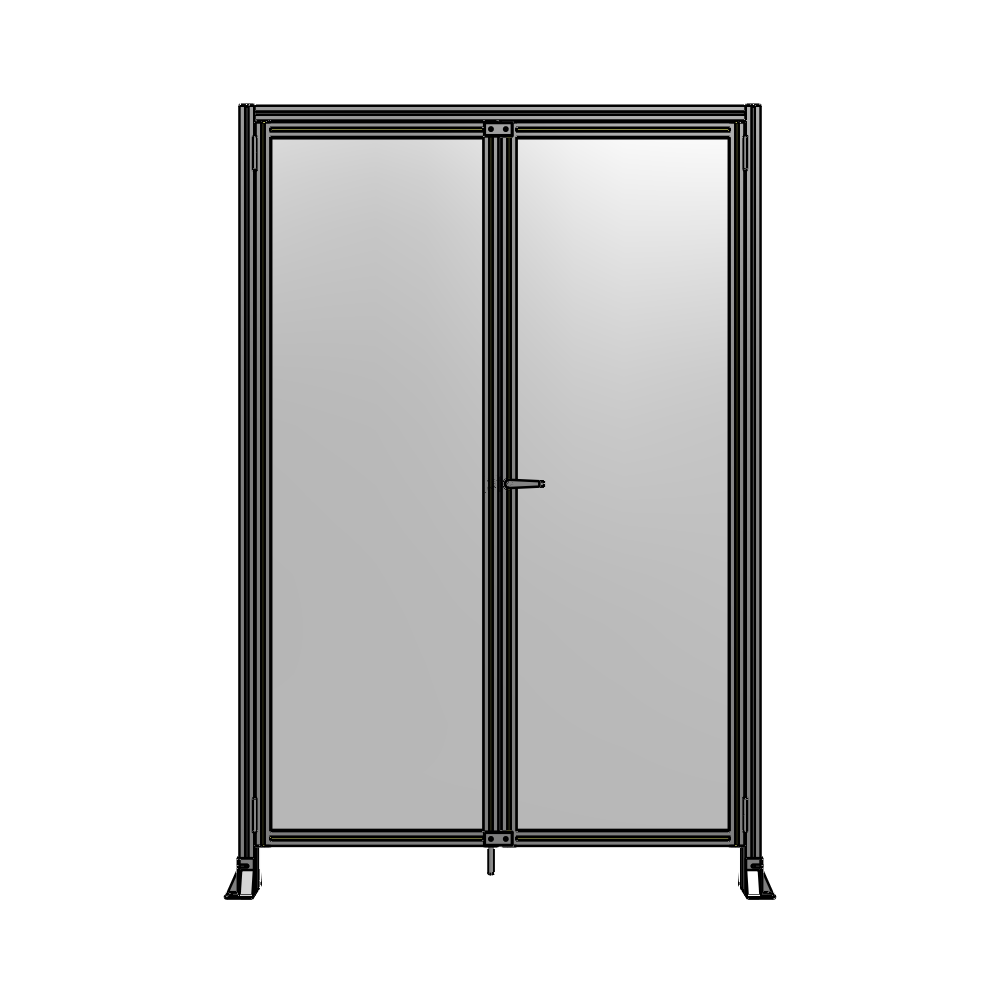 SINGLE PANEL, DOUBLE DOOR-FRAME W/ HEADER-HANDLE ON RIGHT 2400MM X 1600MM  1/4" POLYCARB, ASSEMBLED