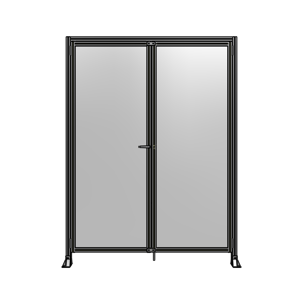 SINGLE PANEL, DOUBLE DOOR-FRAME W/ HEADER-HANDLE ON LEFT 2400MM X 1800MM  1/4" POLYCARB, ASSEMBLED