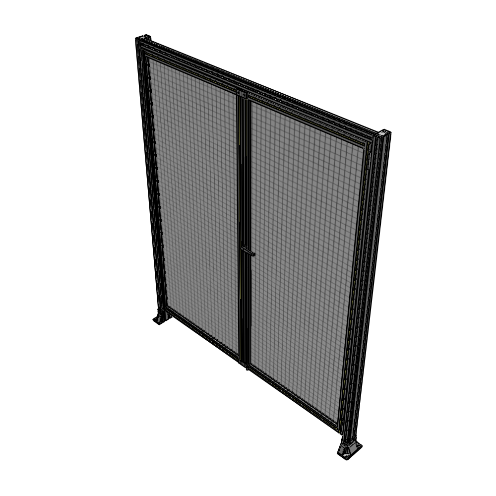 J3-2400-2000-0150-UYMTK SINGLE PANEL, DOUBLE DOOR-FRAME W/ HEADER-HANDLE ON RIGHT 2400MM X 2000MM  1" MESH, AS A KIT