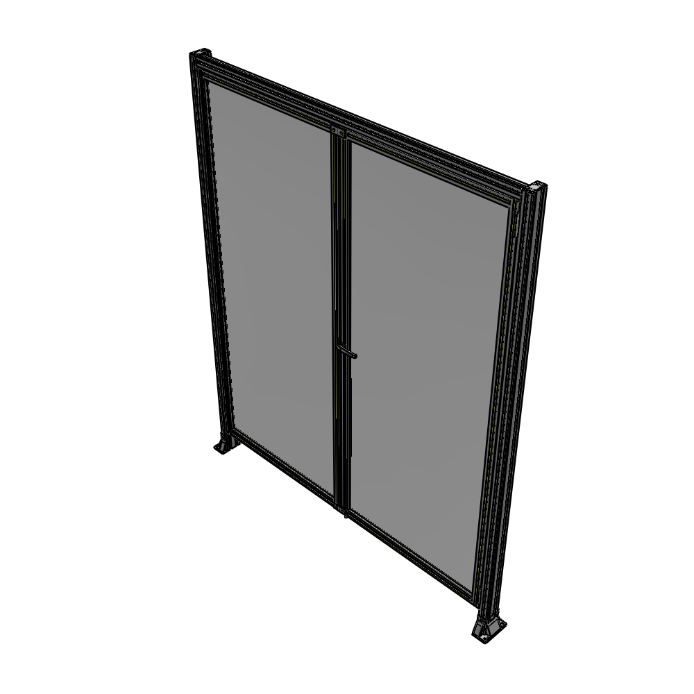 J3-2400-2000-0150-UYPTK SINGLE PANEL, DOUBLE DOOR-FRAME W/ HEADER-HANDLE ON RIGHT 2400MM X 2000MM  1/4" POLYCARB, AS A KIT