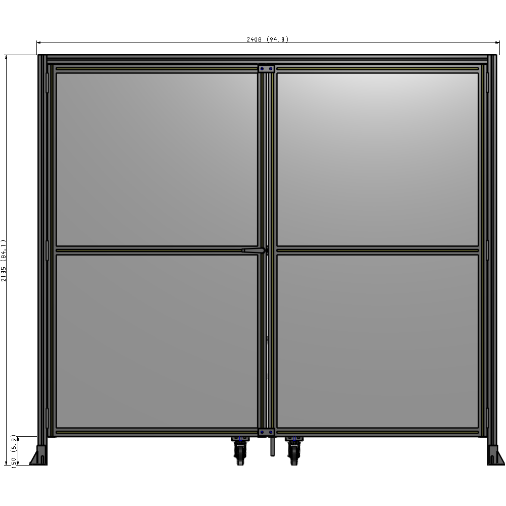 J5-2135-2400-0150-TYPTK DOUBLE PANEL, DOUBLE DOOR-WITH HEADER-HANDLE ON LEFT 2135MM X 2400MM  1/4" POLYCARBONATE, AS A KIT
