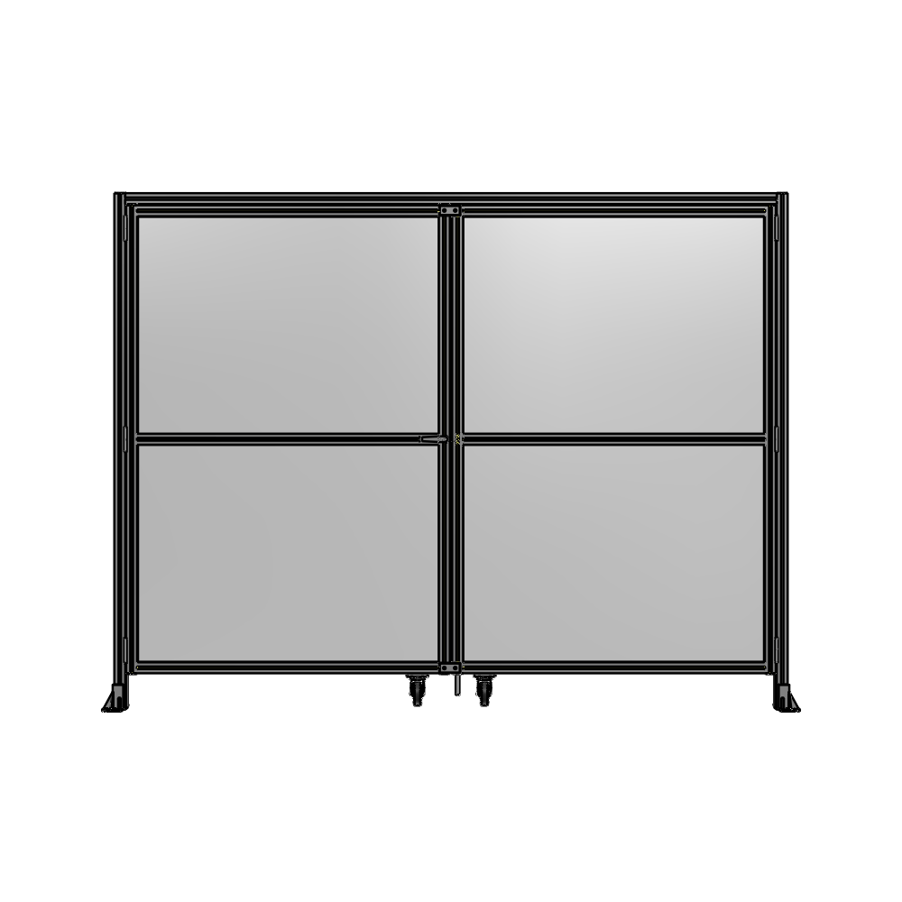 DOUBLE PANEL, DOUBLE DOOR-WITH HEADER-HANDLE ON LEFT 2135MM X 2800MM  1/4" POLYCARBONATE, ASSEMBLED