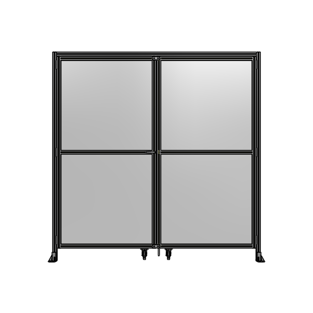 DOUBLE PANEL, DOUBLE DOOR-WITH HEADER-HANDLE ON LEFT 2135MM X 2400MM  1/4" POLYCARBONATE, ASSEMBLED