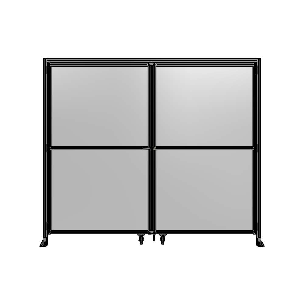 DOUBLE PANEL, DOUBLE DOOR-WITH HEADER-HANDLE ON LEFT 2135MM X 2800MM  1/4" POLYCARBONATE, ASSEMBLED