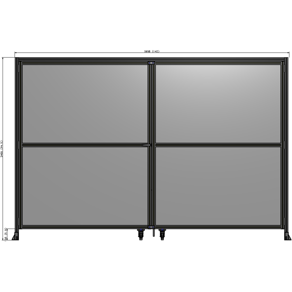J5-2400-3600-0150-TYPTK DOUBLE PANEL, DOUBLE DOOR-WITH HEADER-HANDLE ON LEFT 2135MM X 3600MM  1/4" POLYCARBONATE, AS A KIT