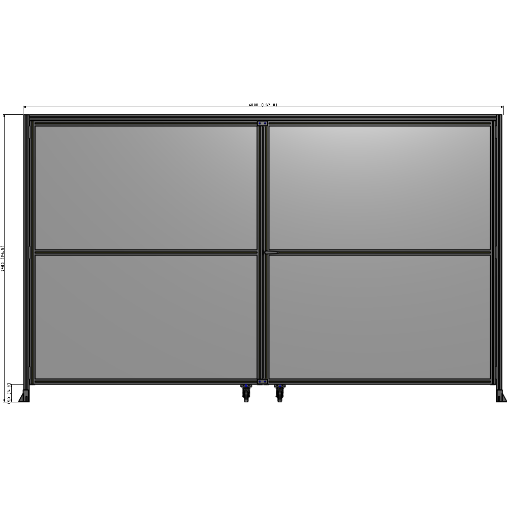 J5-2400-4000-0150-UYPTK DOUBLE PANEL, DOUBLE DOOR-WITH HEADER-HANDLE ON RIGHT 2135MM X 4000MM  1/4" POLYCARBONATE, AS A KIT