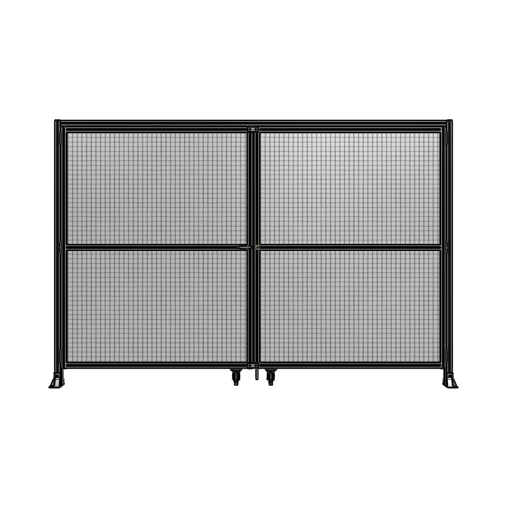 DOUBLE PANEL, DOUBLE DOOR-FRAME W/ HEADER- HANDLE ON LEFT 2135MM X 3200MM  1" MESH, ASSEMBLED