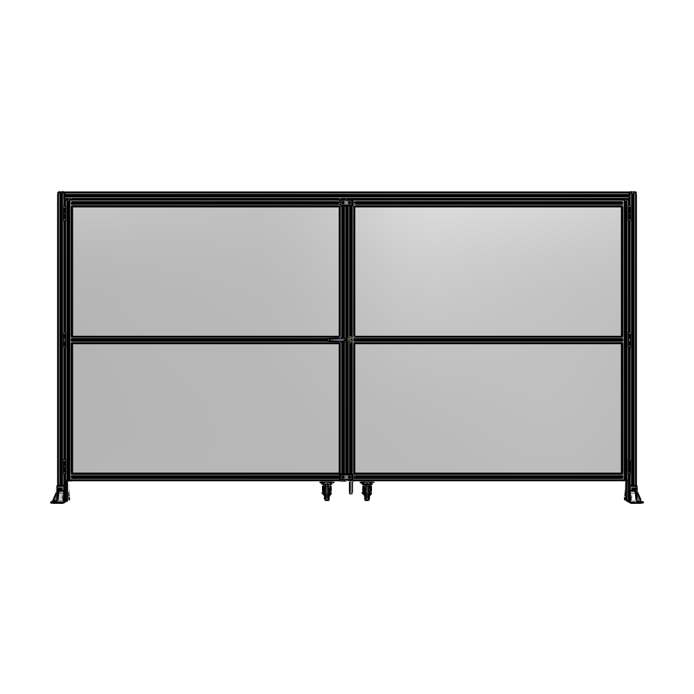 DOUBLE PANEL, DOUBLE DOOR-FRAME W/ HEADER- HANDLE ON LEFT 2135MM X 4000MM  1/4" POLYCARB, ASSEMBLED