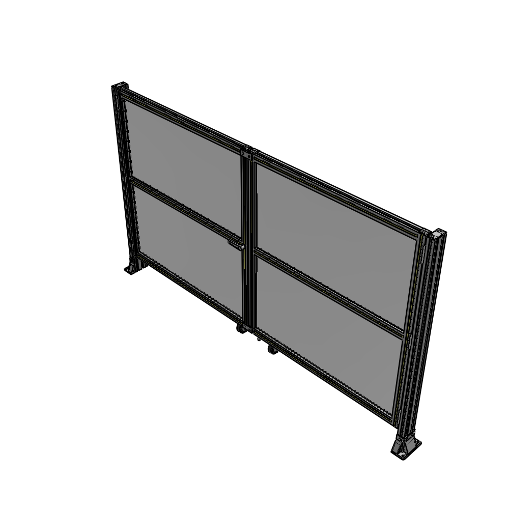 J8-1400-2400-0150-TYPTA DOUBLE PANEL, DOUBLE DOOR-FRAME W/O HEADER-HANDLE ON LEFT 1400MM X 2400MM  1/4" POLYCARB, ASSEMBLED