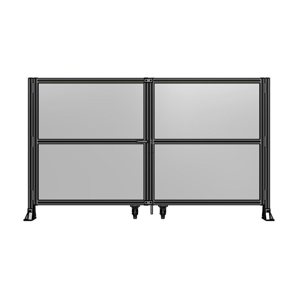 DOUBLE PANEL, DOUBLE DOOR-FRAME W/O HEADER-HANDLE ON LEFT 1400MM X 2400MM  1/4" POLYCARB, AS A KIT