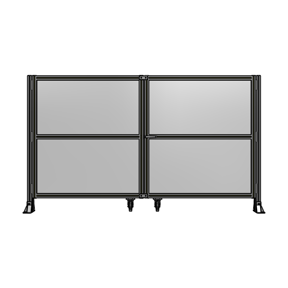 DOUBLE PANEL, DOUBLE DOOR-FRAME W/O HEADER-HANDLE RIGHT 1400MM X 2400MM  1/4" POLYCARB, ASSEMBLED