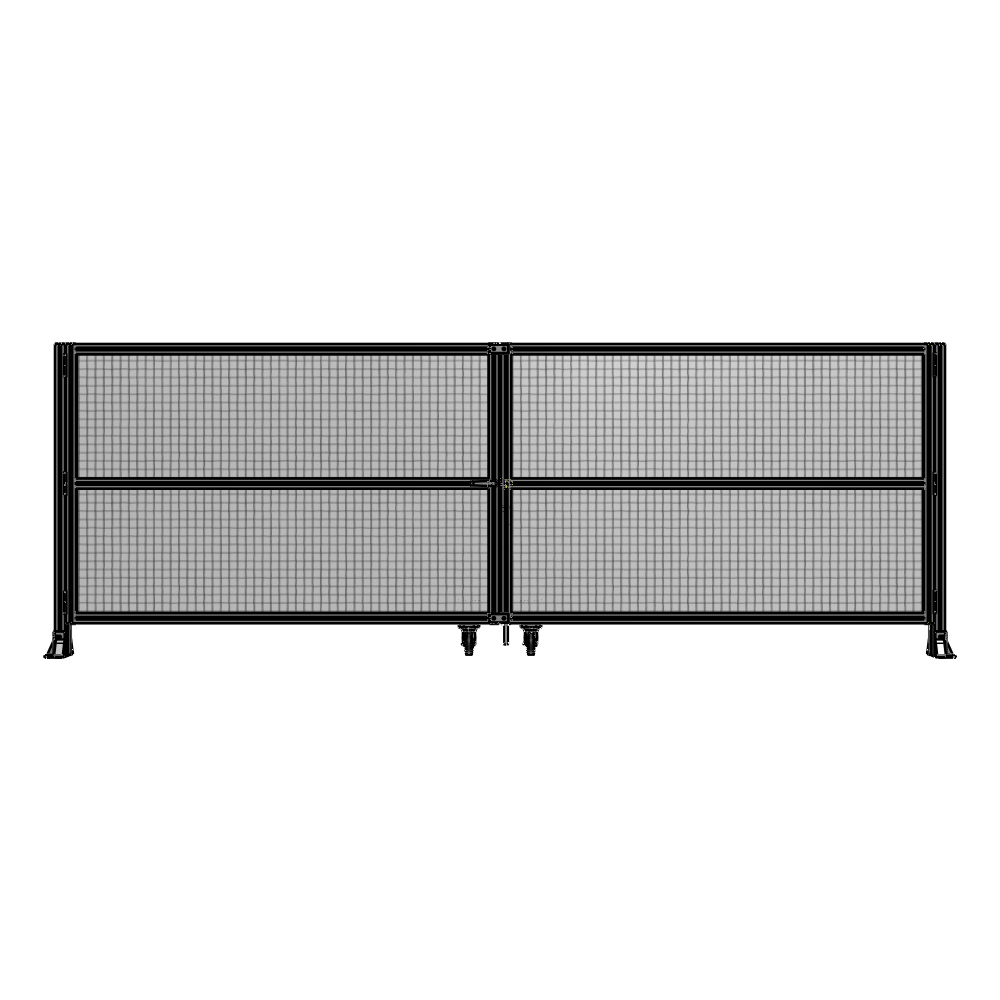 DOUBLE PANEL, DOUBLE DOOR-FRAME W/O HEADER-HANDLE ON LEFT 1400MM X 4000MM  1" MESH, ASSEMBLED