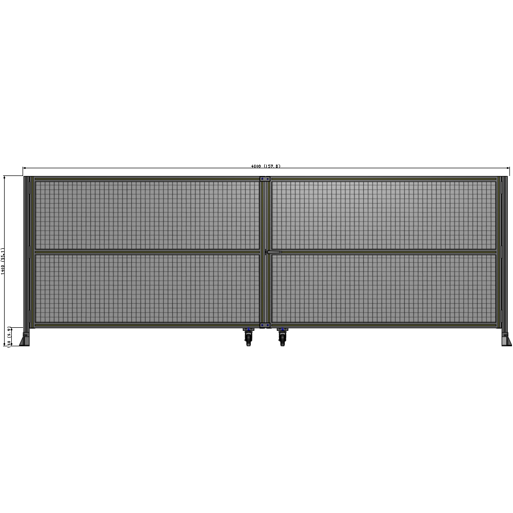 J8-1400-4000-0150-UYMTA DOUBLE PANEL, DOUBLE DOOR-FRAME W/O HEADER-HANDLE RIGHT 1400MM X 4000MM  1" MESH, ASSEMBLED
