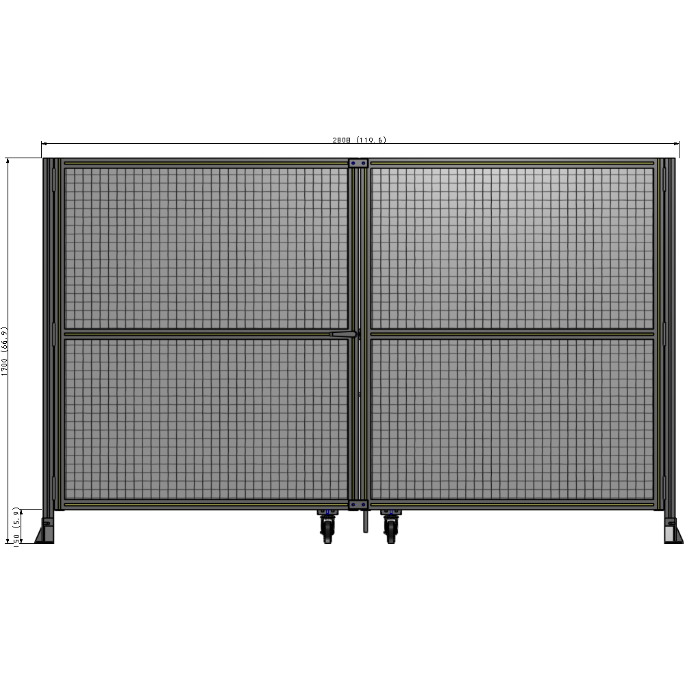 J8-1700-2800-0150-TYMTK DOUBLE PANEL, DOUBLE DOOR-FRAME W/O HEADER-HANDLE ON LEFT 1700MM X 2800MM  1" MESH, AS A KIT