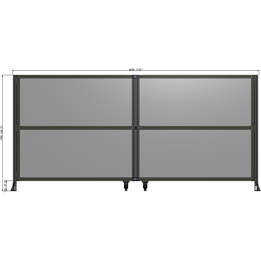 J8-1700-3600-0150-UYPTK DOUBLE PANEL, DOUBLE DOOR-FRAME W/O HEADER-HANDLE RIGHT 1700MM X 3600MM  1/4" POLYCARB, AS A KIT