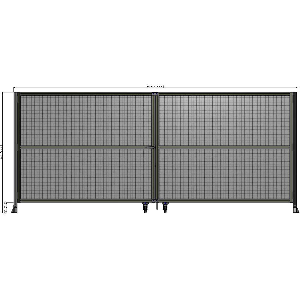 J8-1700-4000-0150-TYMTK DOUBLE PANEL, DOUBLE DOOR-FRAME W/O HEADER-HANDLE ON LEFT 1700MM X 4000MM  1" MESH, AS A KIT