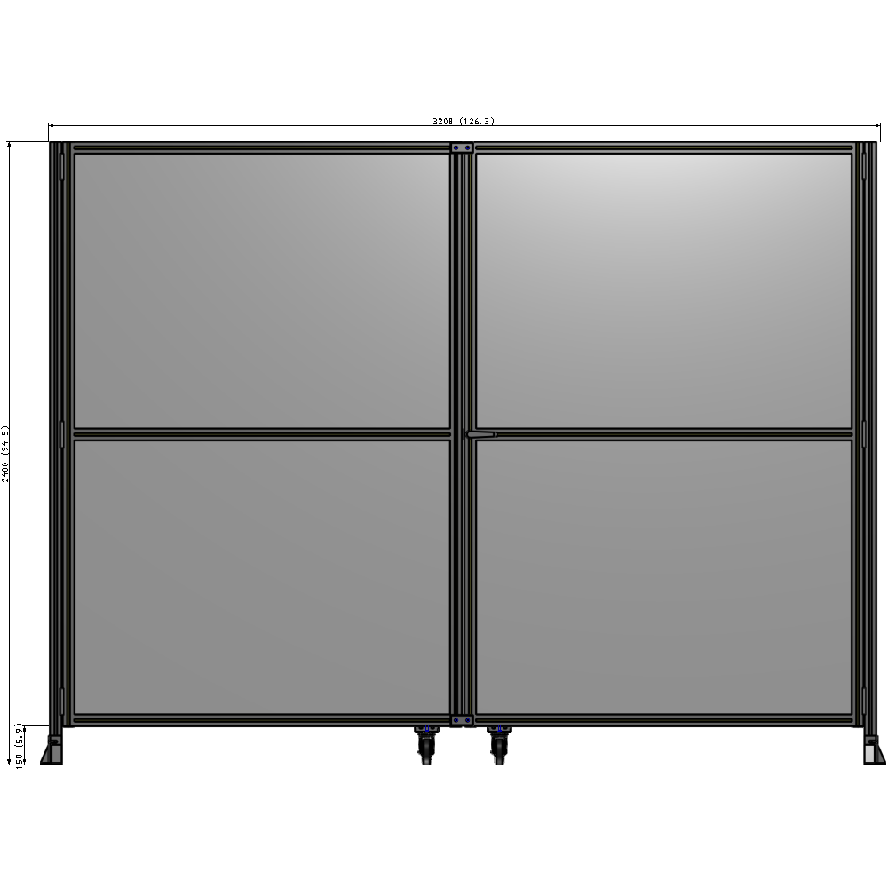 J8-2400-3200-0150-UYPTK DOUBLE PANEL, DOUBLE DOOR-FRAME W/O HEADER-HANDLE RIGHT 2400MM X 3200MM  1/4" POLYCARB, AS A KIT