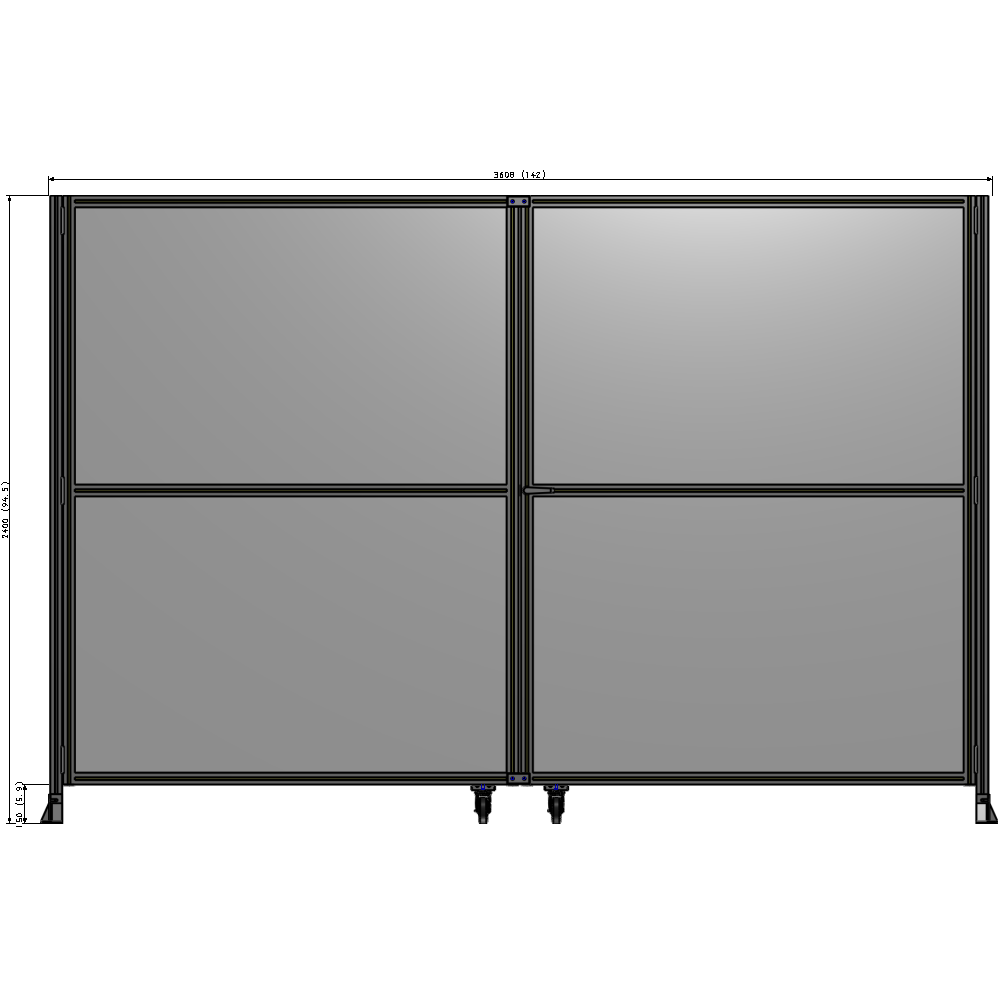 J8-2400-3600-0150-UYPTK DOUBLE PANEL, DOUBLE DOOR-FRAME W/O HEADER-HANDLE RIGHT 2400MM X 3600MM  1/4" POLYCARB, AS A KIT