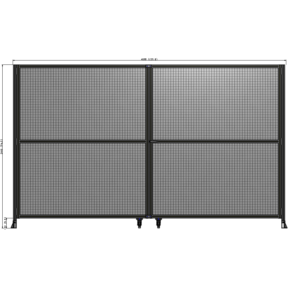 J8-2400-4000-0150-UYMTA DOUBLE PANEL, DOUBLE DOOR-FRAME W/O HEADER-HANDLE RIGHT 2400MM X 4000MM  1" MESH, ASSEMBLED
