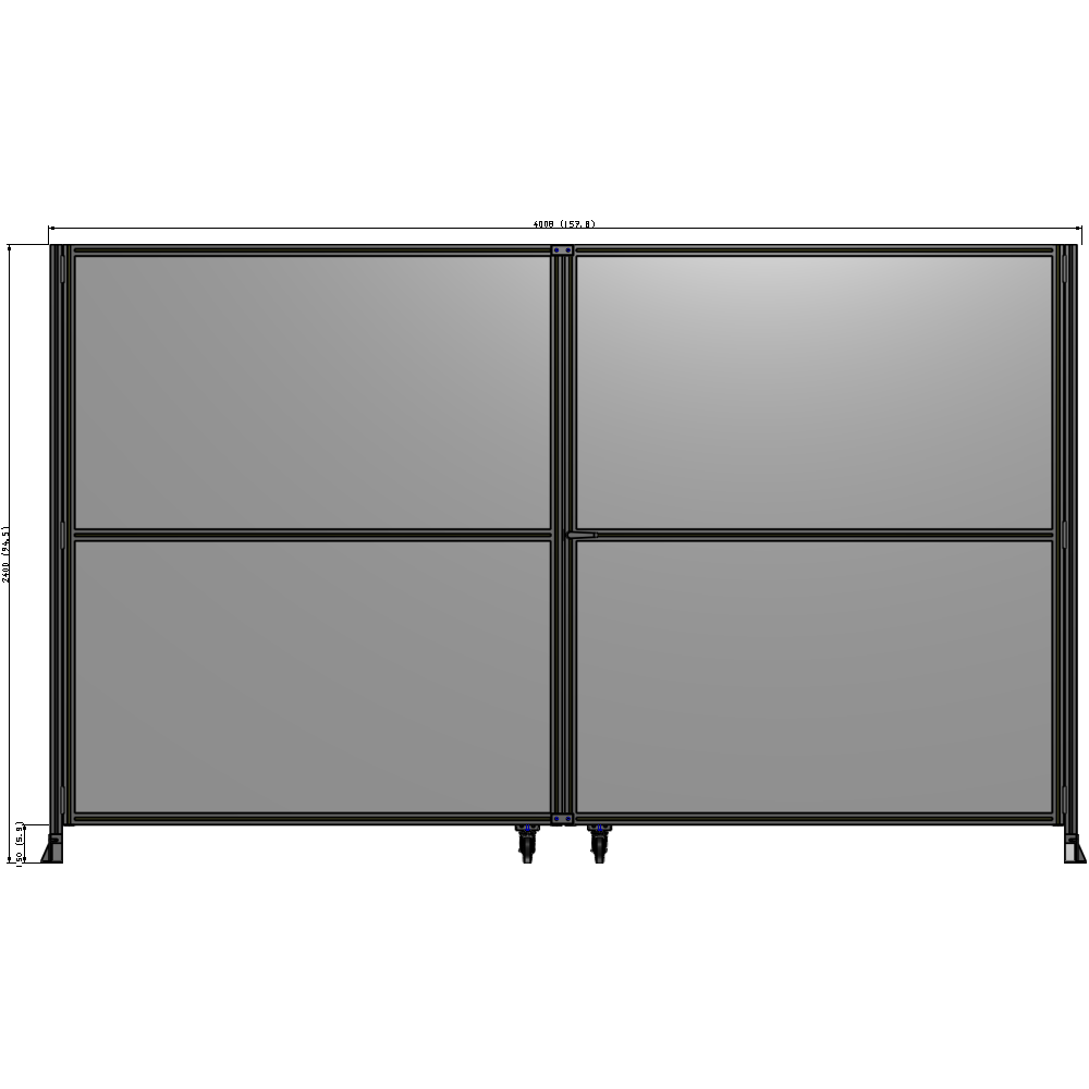 J8-2400-4000-0150-UYPTK DOUBLE PANEL, DOUBLE DOOR-FRAME W/O HEADER-HANDLE RIGHT 2400MM X 4000MM  1/4" POLYCARB, AS A KIT