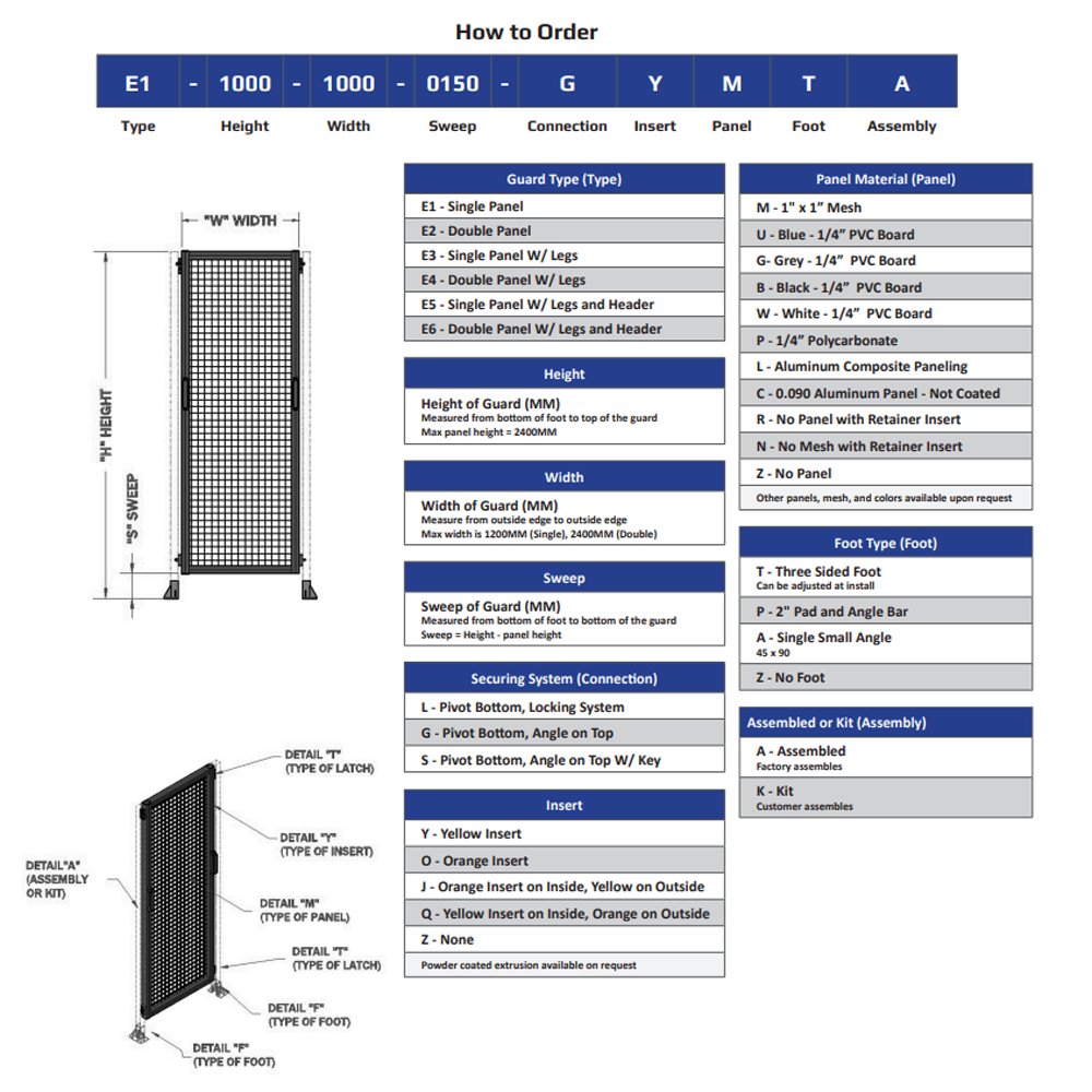 E3-1700-0750-0150-GYMTA SINGLE REMOVABLE PANEL WITH LEGS 1700MM X 750MM 1" MESH, FULLY ASSEMBLED
