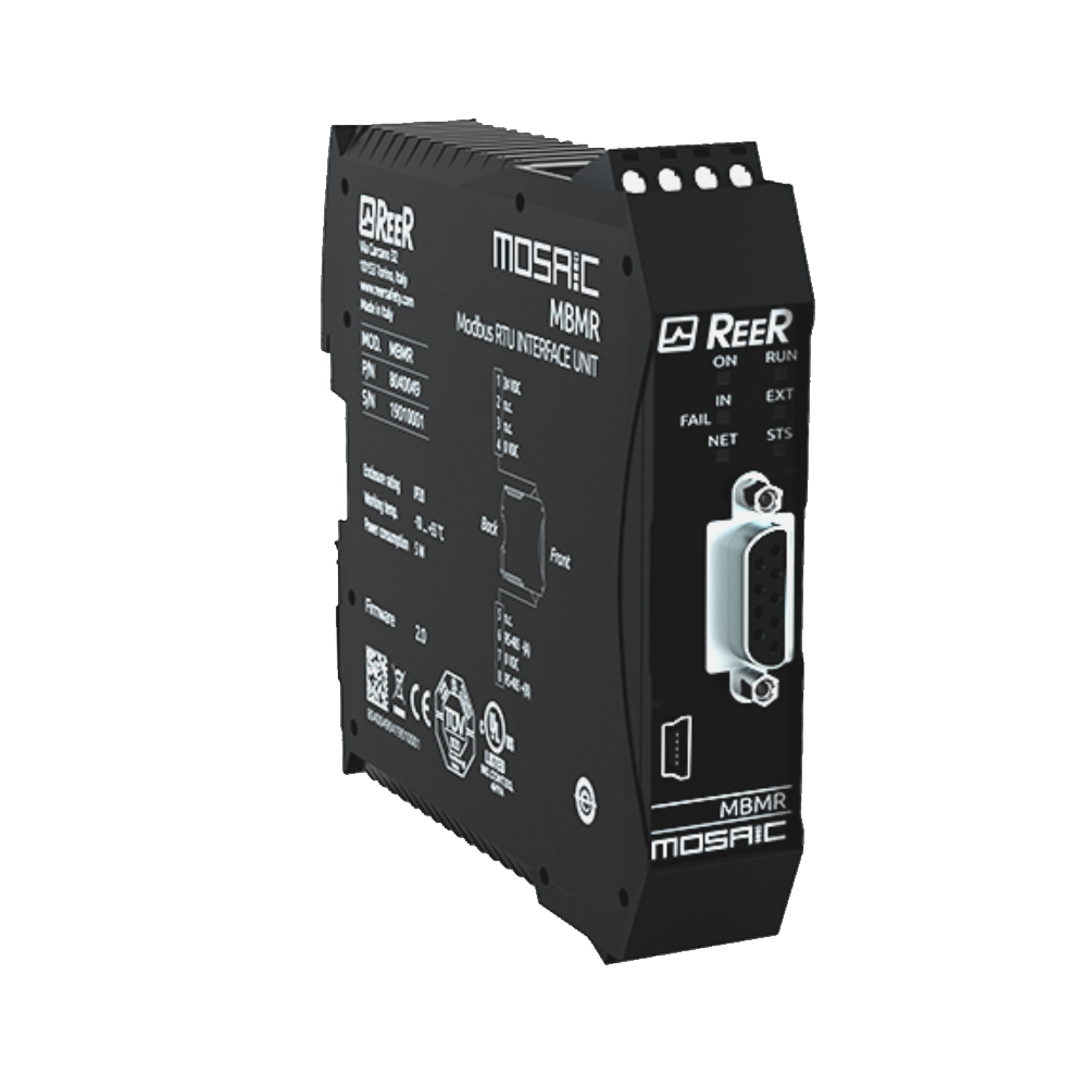 REER FIELDBUS COMMUNICATION EXPANSION UNIT,MODBUS RTU, SCREW TERMINAL BLOCKS, HEIGHT 36MM(MBMR)