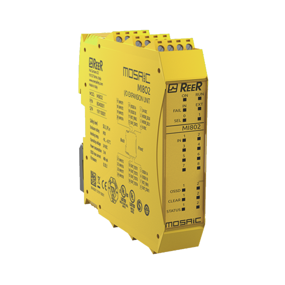 REER ADDITIONAL I/O EXPANSION UNIT, 8 INPUTS, 2 OSSD PAIRS (SIL 3), SCREW TERMINAL BLOCKS(MI8O2)