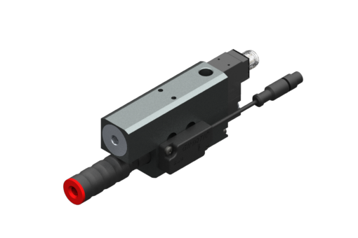 GIMATIC VACUUM PUMP EJ-BSV-MEDIUM-HV-2 W/ HOLDER &amp; SILENCER, ON/OFF SV NO, 24VDC, 1.2W, M8 3 POLI, IP54, G3/8' VAC PORT &amp; NPN VALVE -70 KPA