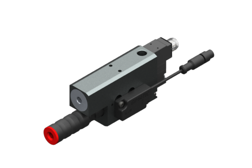 GIMATIC VACUUM PUMP EJ-BSV-MEDIUM-HV-2 W/ HOLDER &amp; SILENCER, ON/OFF SV NO, 24VDC, 1.2W, M8 3 POLI, IP54, G3/8' VAC PORT &amp; NPN VALVE -30 KPA