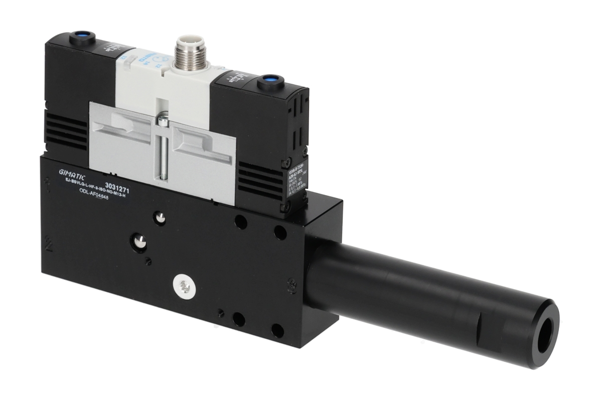 GIMATIC VACUUM EJ-BSVLG-LARGE-HF-3-ISO VACUUM PUMP WITH HOLDER, 3/2 X2 NO SOLENOID VALVE FOR VACUUM AND BLOW-OFF, M12X1 5-PIN CONNECTION, IP54, G1/2" VACUUM PORT