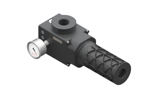 GIMATIC VACUUM EJ-CEN-LARGEX5-HV VACUUM PUMP W/ SILENCER &amp; ANALOG VACUUM GAUGE, G1" VAC PORT.