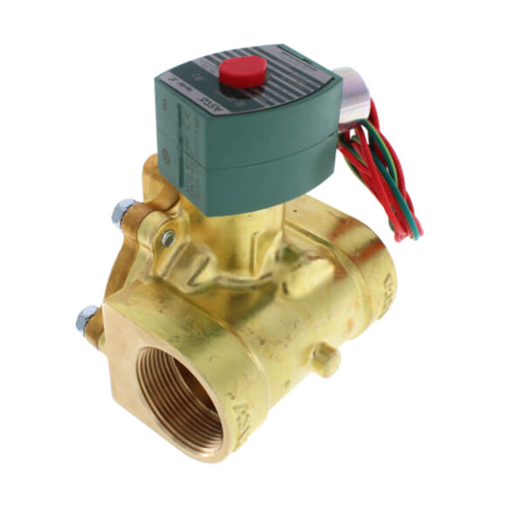 ASCO BRASS PROCESS SOLENOID VALVE 8220 SERIES 2/2 NC SPR RTN 110VAC, 15CV, 1 1/4" NPT