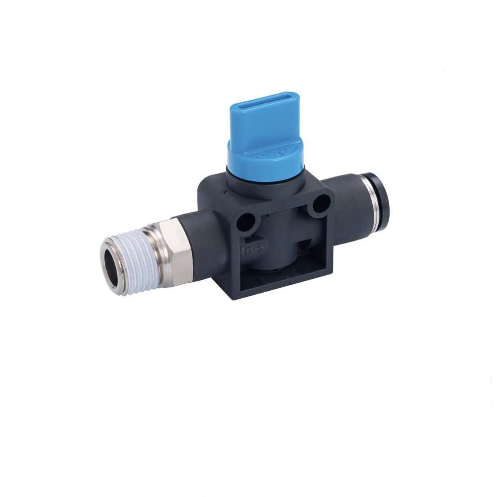 PISCO HAND VALVE 1/8" NPT MALE IN X 1/4" TUBE OUT