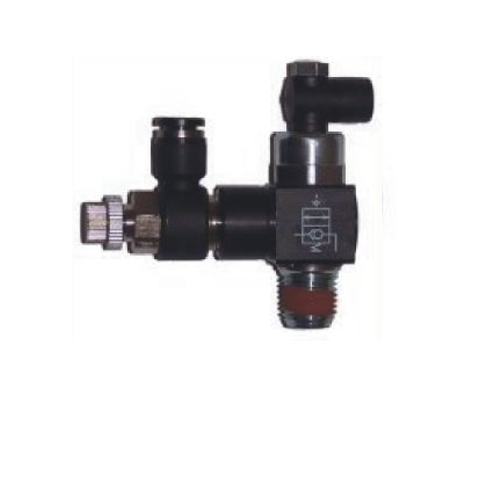 FLOTRONICS PO CHECK VALVE 1/4" TUBE X 1/4" NPT MALE, 10/32" UNF MANUAL O'RIDE