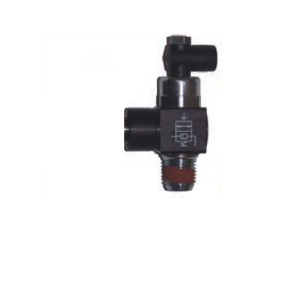 FLOTRONICS PO CHECK VALVE 1/4" TUBE X 1/4" NPT MALE, 10/32" UNF MANUAL O'RIDE
