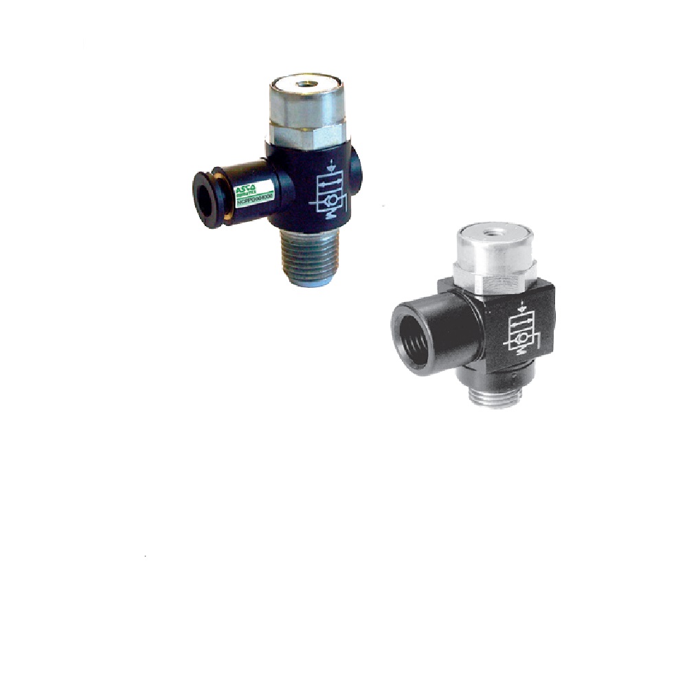 NUMATICS/AVENTICS PO CHECK VALVE 1/8" G MALE/FEMALE ELBOW, 10/32" UNF PILOT PORT, 150PSI